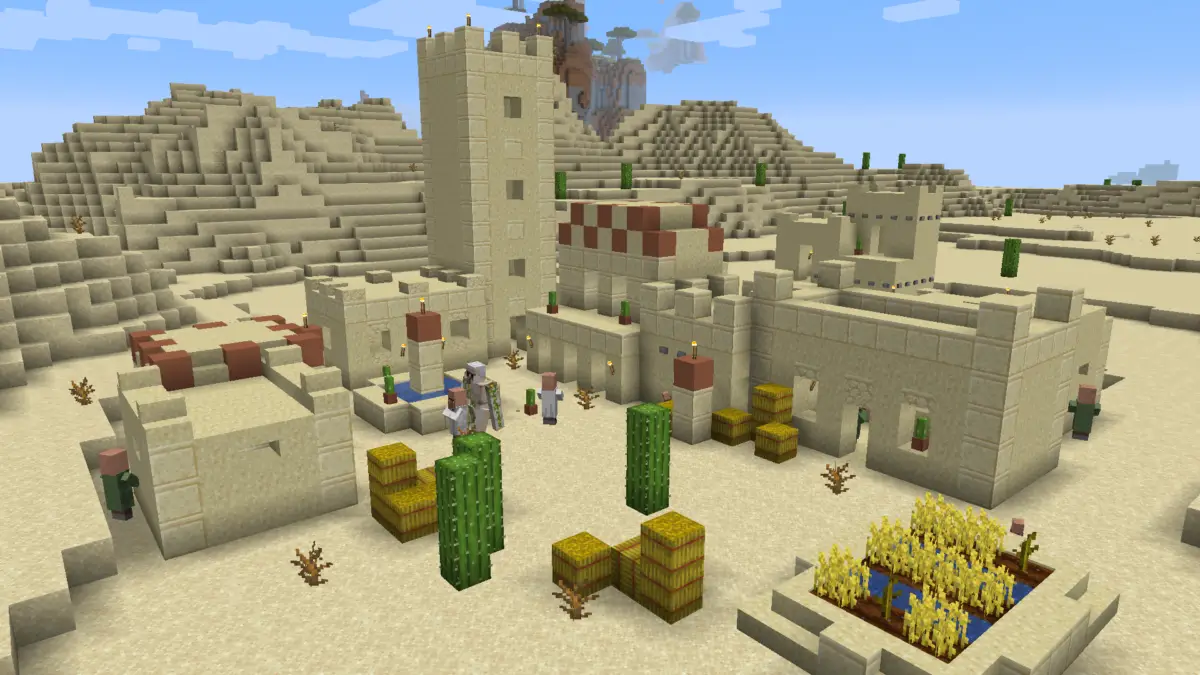 BEDROCK 2 Villages, 2 Dead Villages, 1 Desert Temple