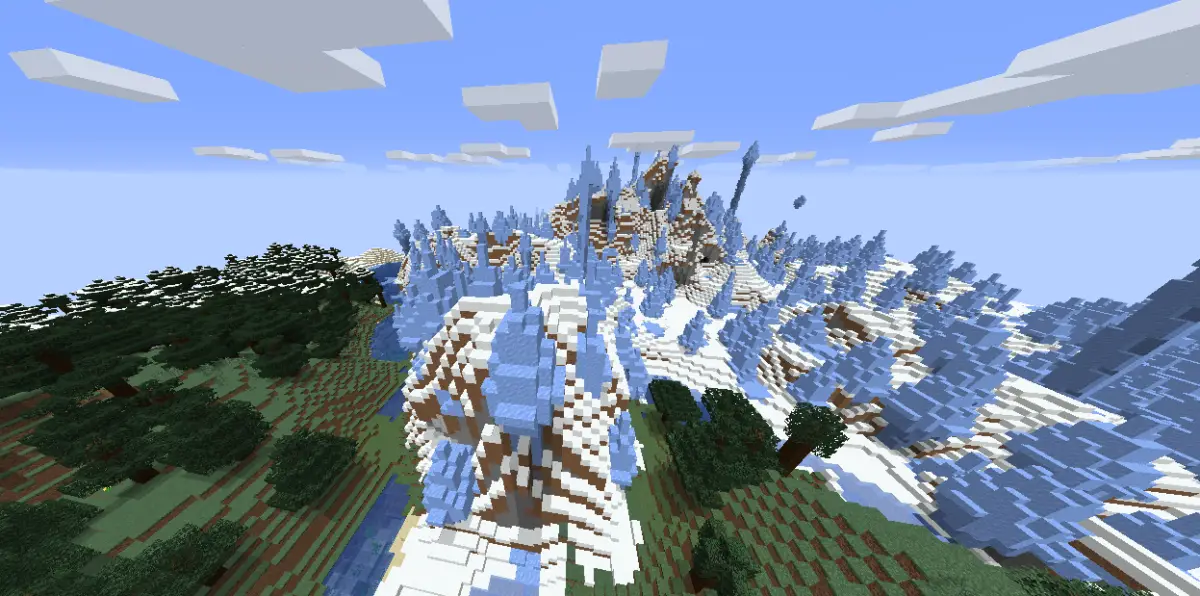 Ice Spikes + Snowy Taiga Village near spawn (Java, 1.16)