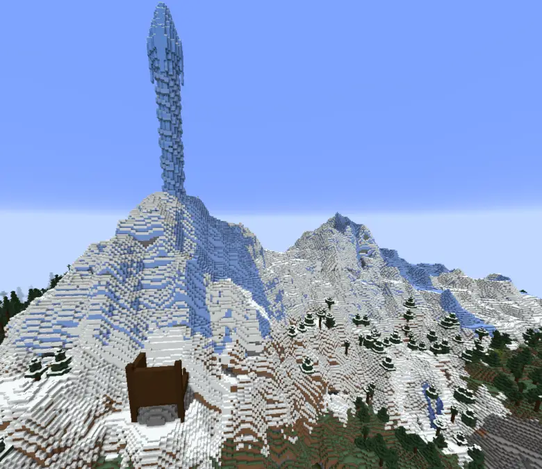Massive and beatiful mountain with rare huge stone beaches at spawn